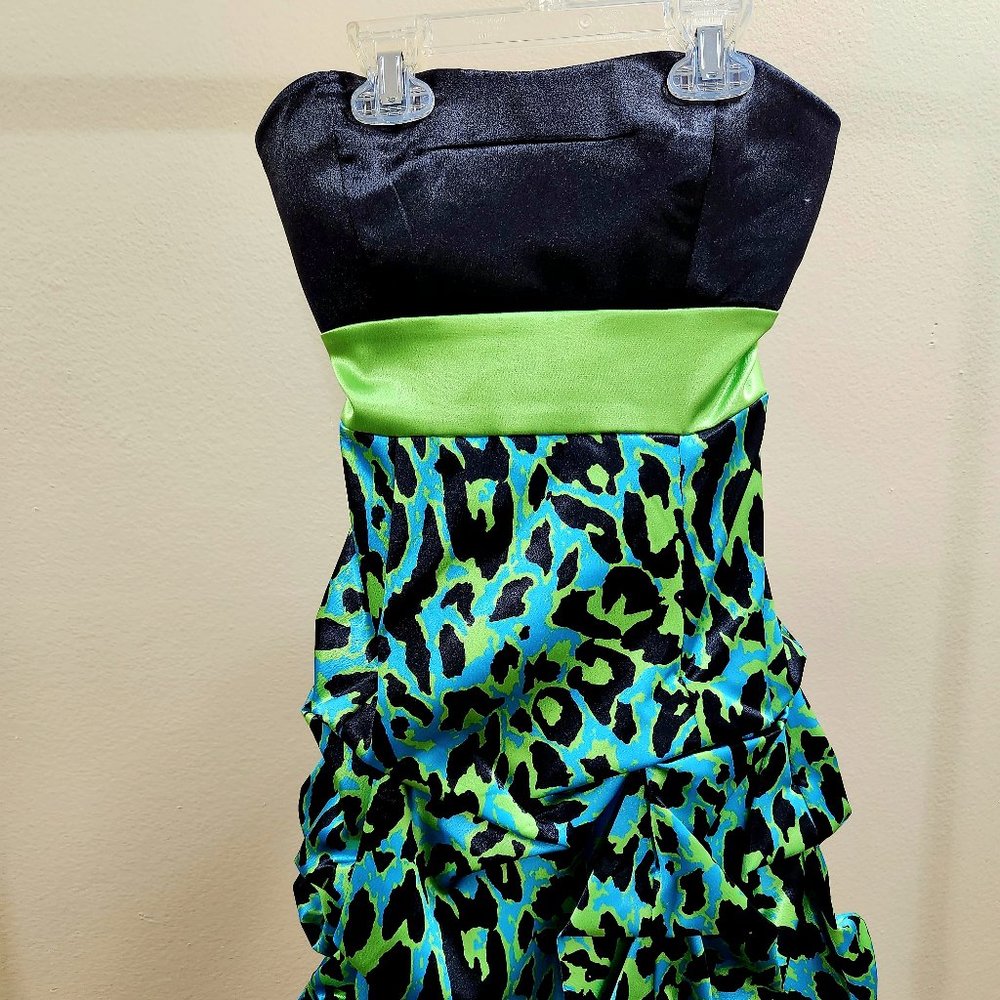 Leopard Teal/Black Homecoming Dress